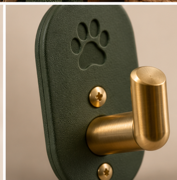 Four-piece leash hook set.