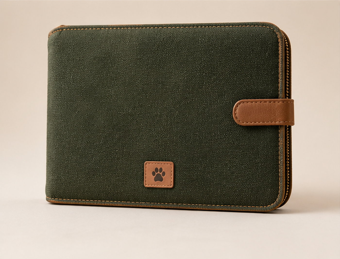 Compact pet document folio.
