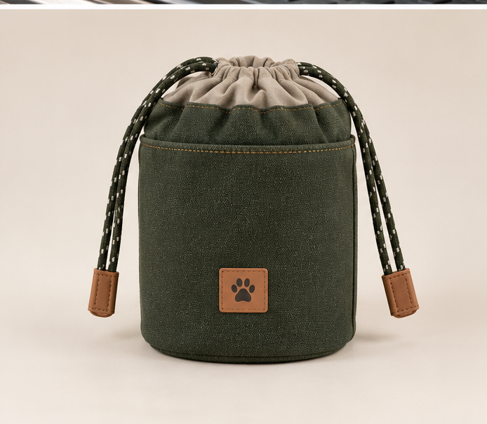 Lightweight drawstring wash pouch.