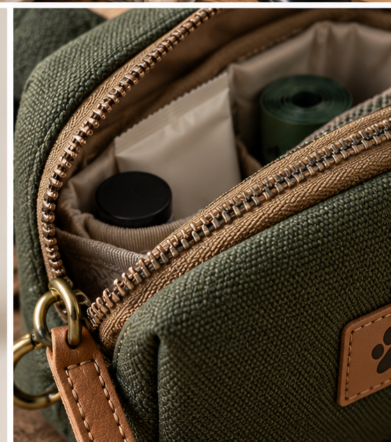 Close-up of the zip and reinforced edge.